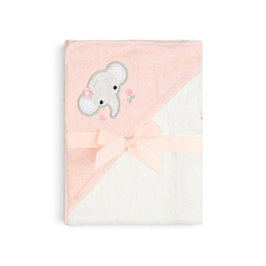 PINK ELEPHANT HOODED BATH TOWEL
