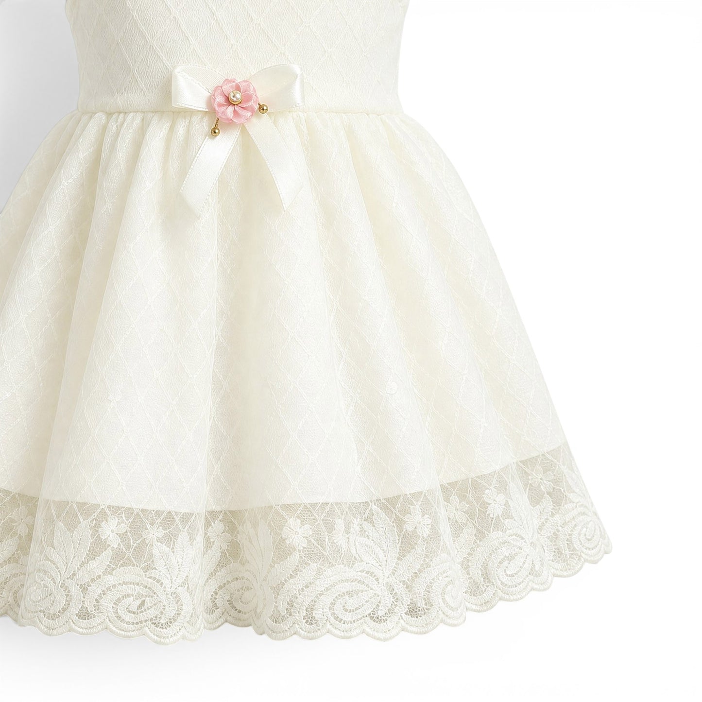 WHITE BOW BABY GIRL FANCY FROCK GIFT SET