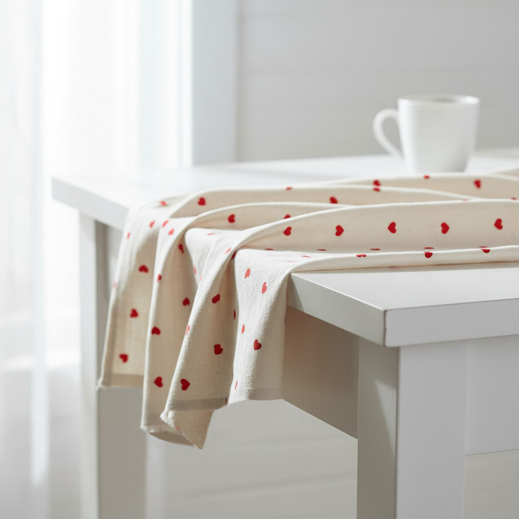 MUSLIN WRAPPING SHEET - RED HEARTS