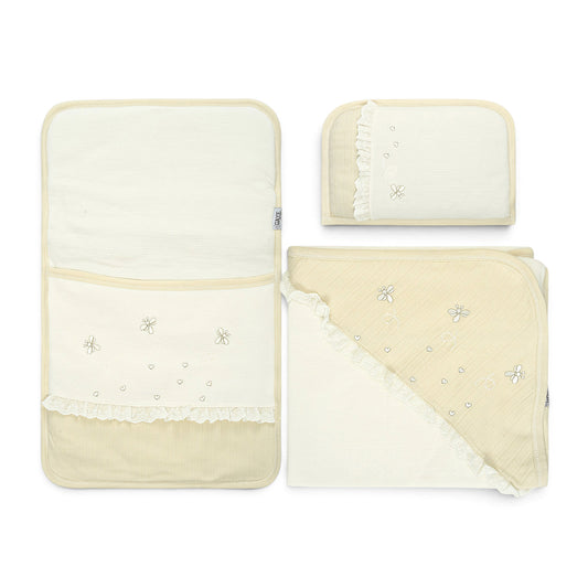 PREMIUM WHITE AND BEIGE BUTTERFLY SLEEPING SET