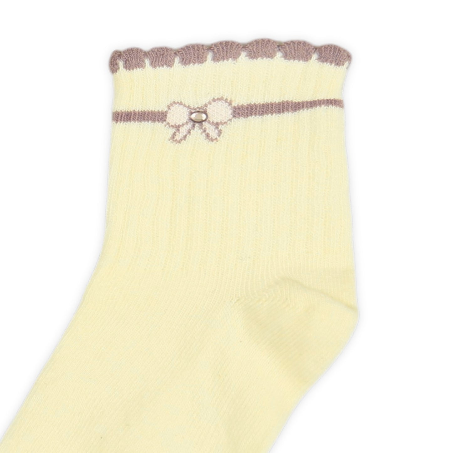 OFF-WHITE AND PURPLE BOW GIRL SOCKS