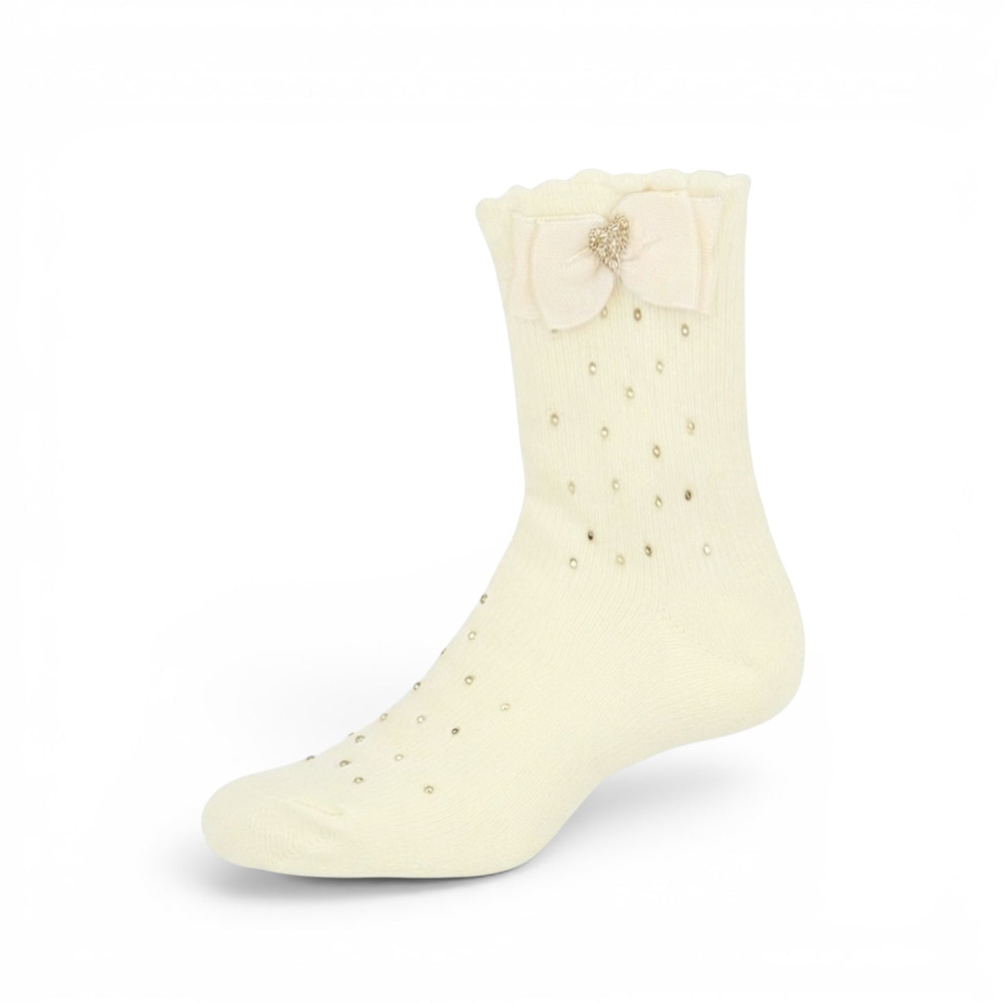 WHITE BOW AND STONE GIRL SOCKS