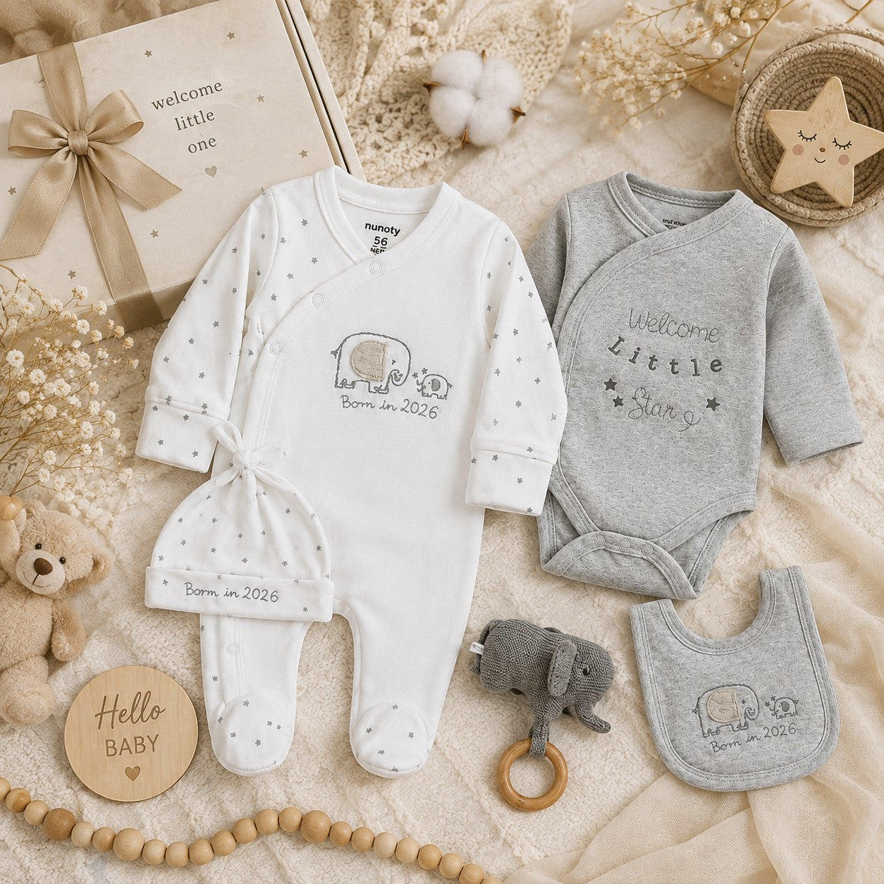 GREY BABY LAYETTE SET BOYS