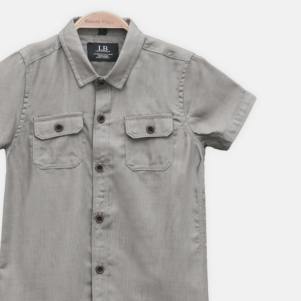 BOY SHIRT LIGHT GREY SHORT-SLEEVE