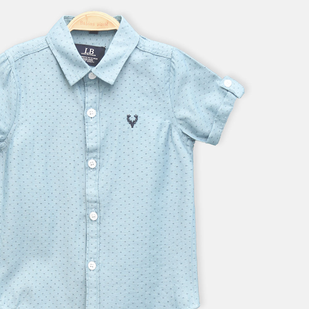 BOY SHIRT BLUE POLKA DOT SHORT-SLEEVE