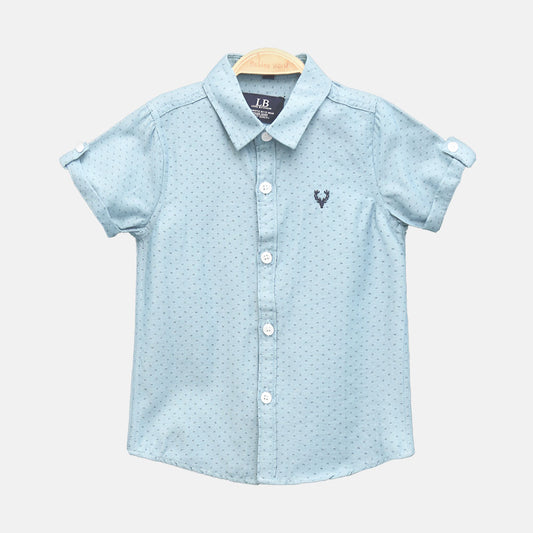 BOY SHIRT BLUE POLKA DOT SHORT-SLEEVE