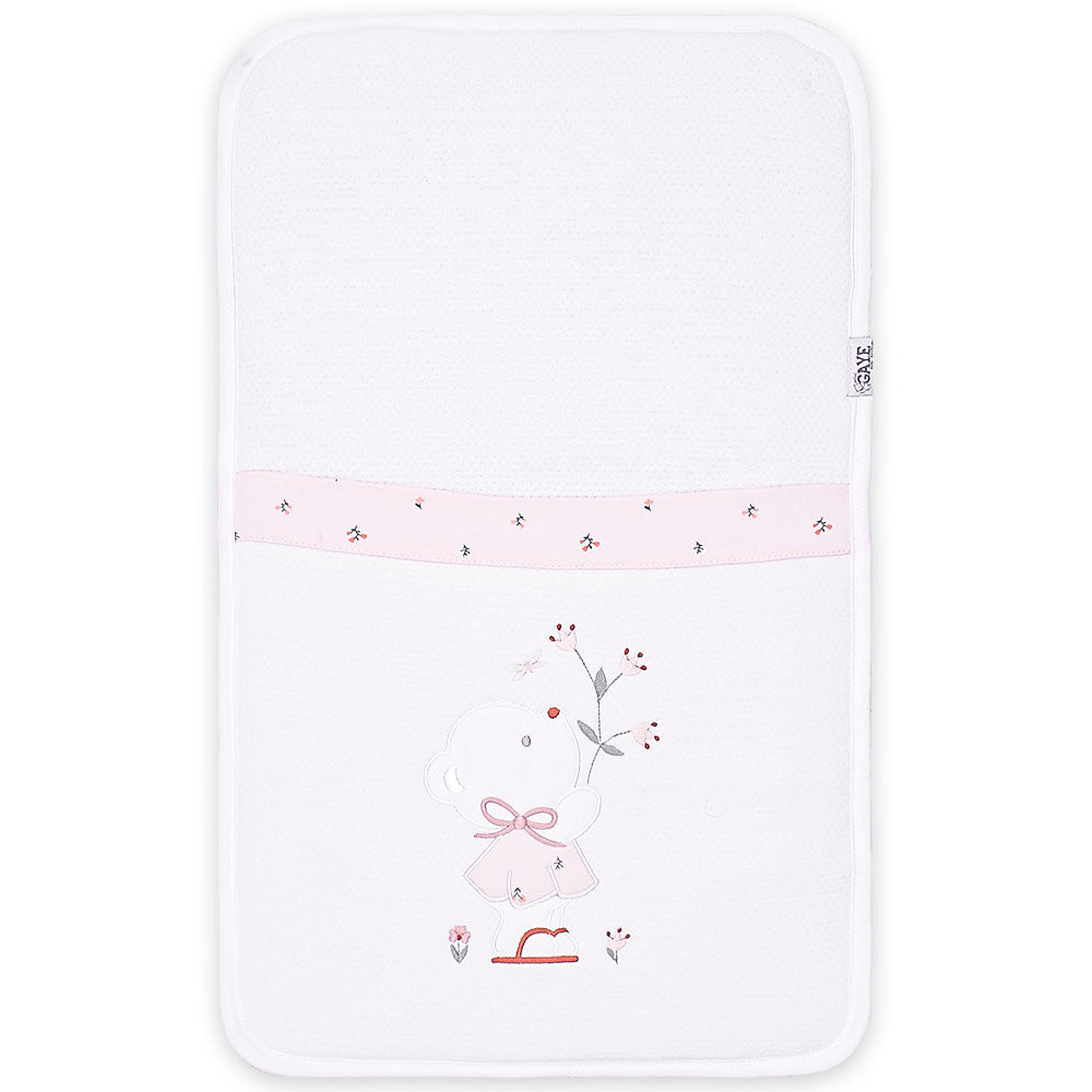 SLEEPING SET PEACH TEDDY & FLOWERS