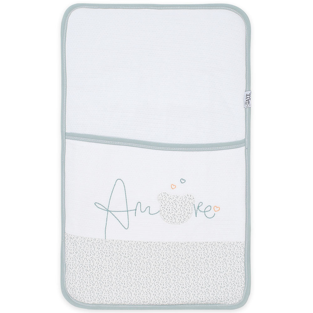 SLEEPING SET GREEN TEDDY & HEARTS