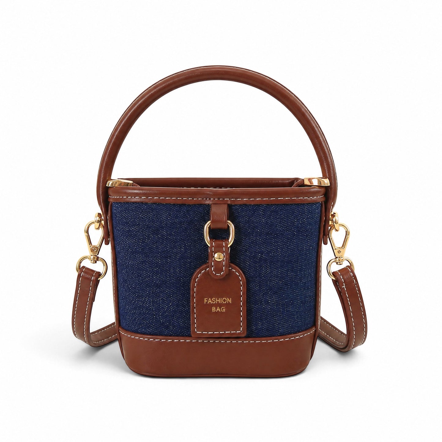 Two-Tone Casual Bucket Bag