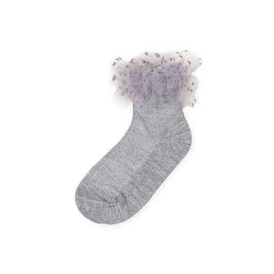 GIRL SOCKS GREY RUFFLED