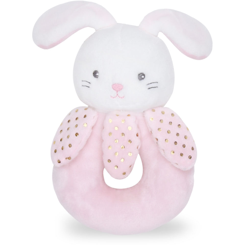 STUFF TOY PINK BUNNY HAND BELL
