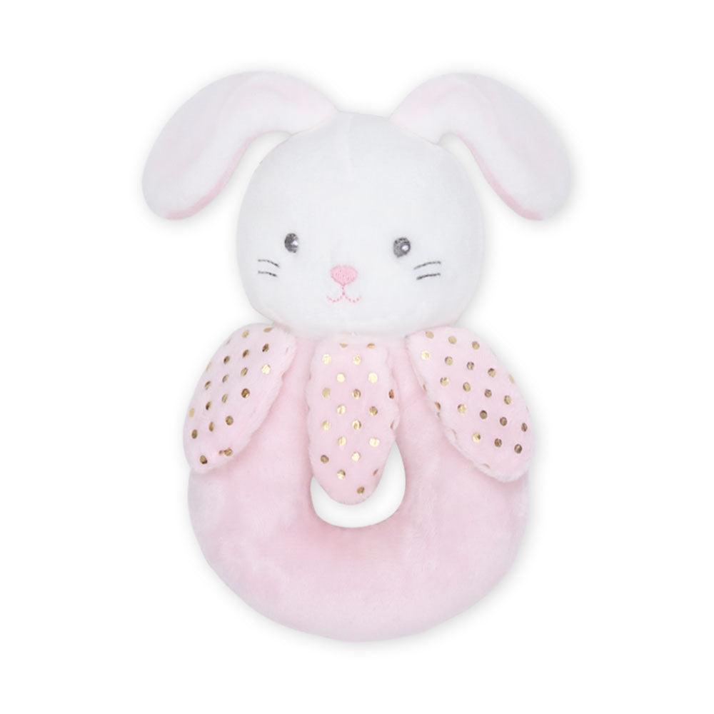 STUFF TOY PINK BUNNY HAND BELL