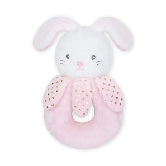 STUFF TOY PINK BUNNY HAND BELL