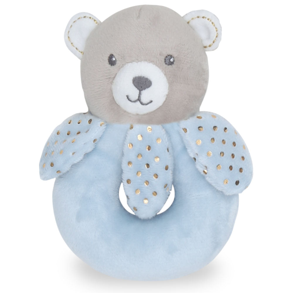 STUFF TOY BLUE TEDDY HAND BELL