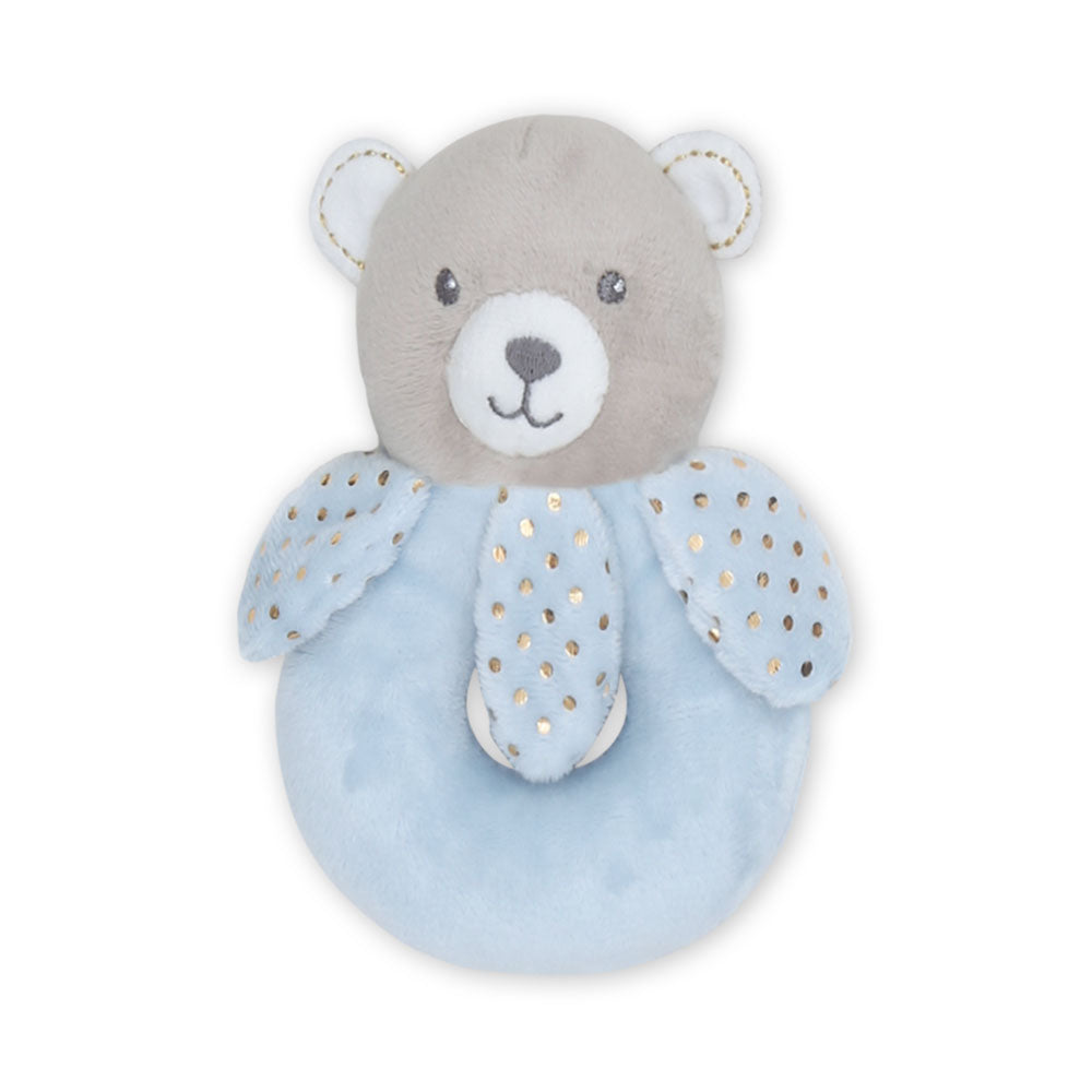 STUFF TOY BLUE TEDDY HAND BELL