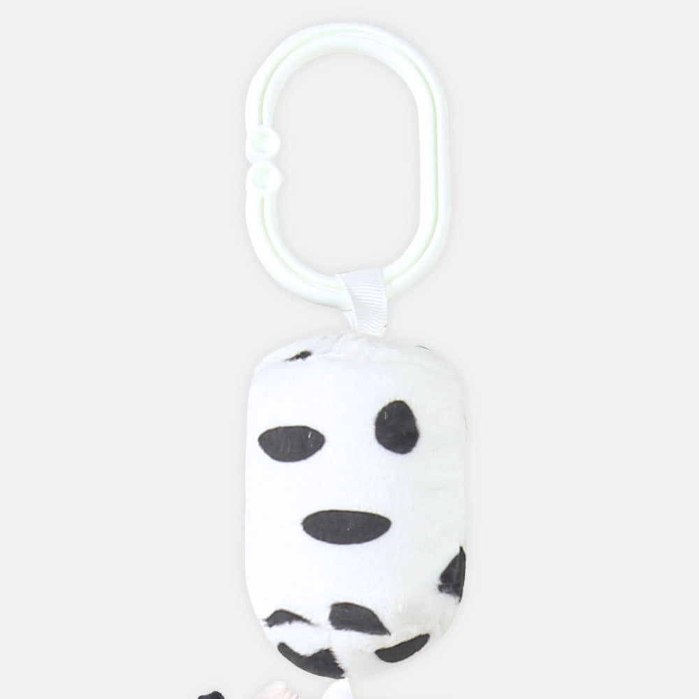 STUFF TOY WHITE & BLACK HANGABLE COW RATTLE