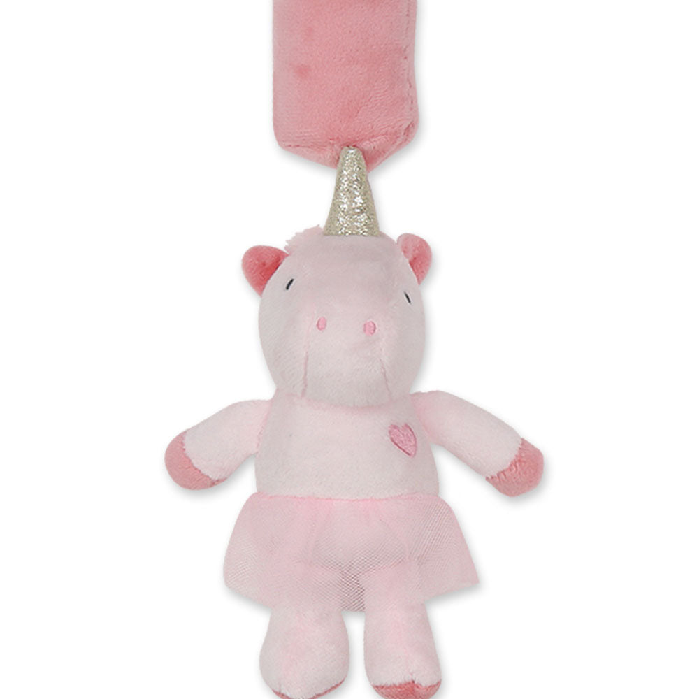 STUFF TOY PINK GLITTERY UNICORN BELL