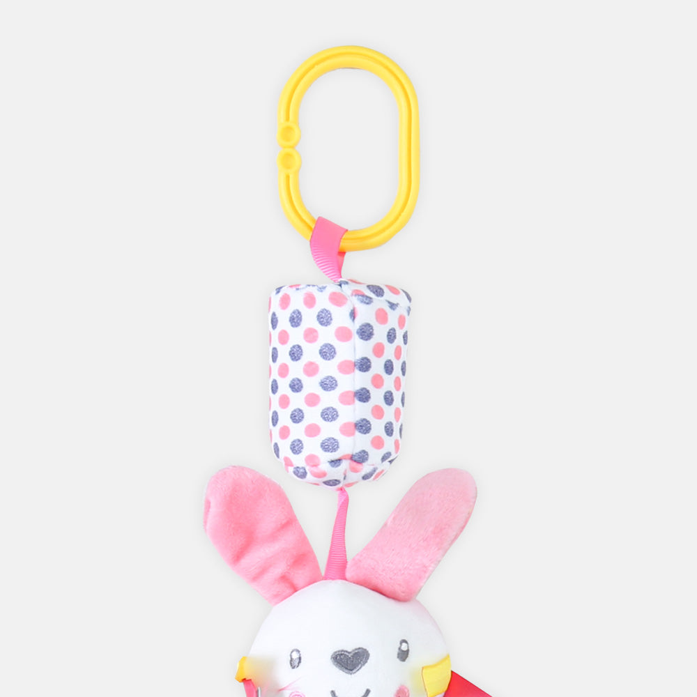 STUFF TOY PINK & BLUE HANGABLE RABBIT RATTLE