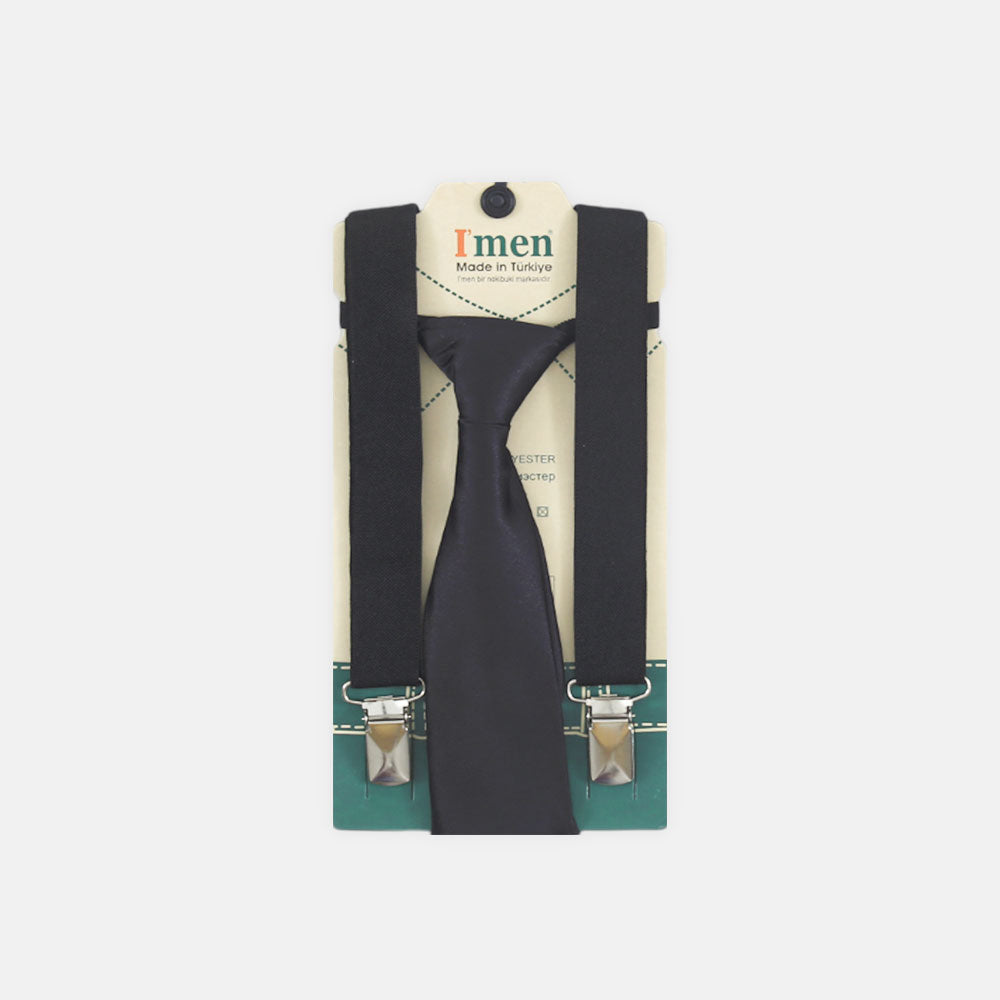 SUSPENDER WITH TIE BLACK