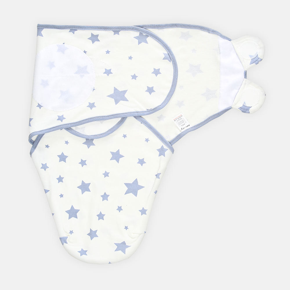 SWADDLE SHEET BLUE STARS WHITE