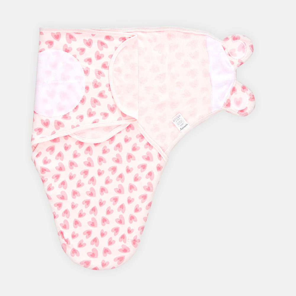 SWADDLE SHEET HEARTY PINK