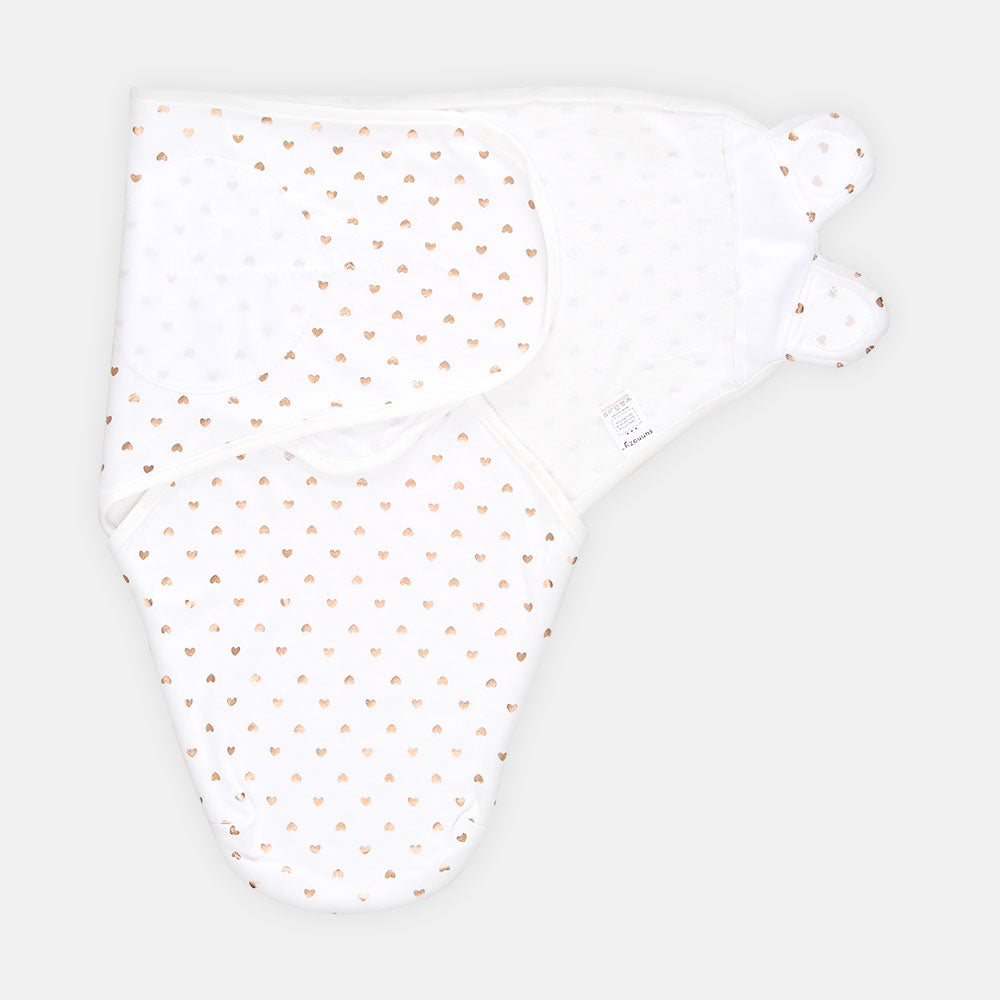 SWADDLE SHEET GOLDEN HEART WHITE