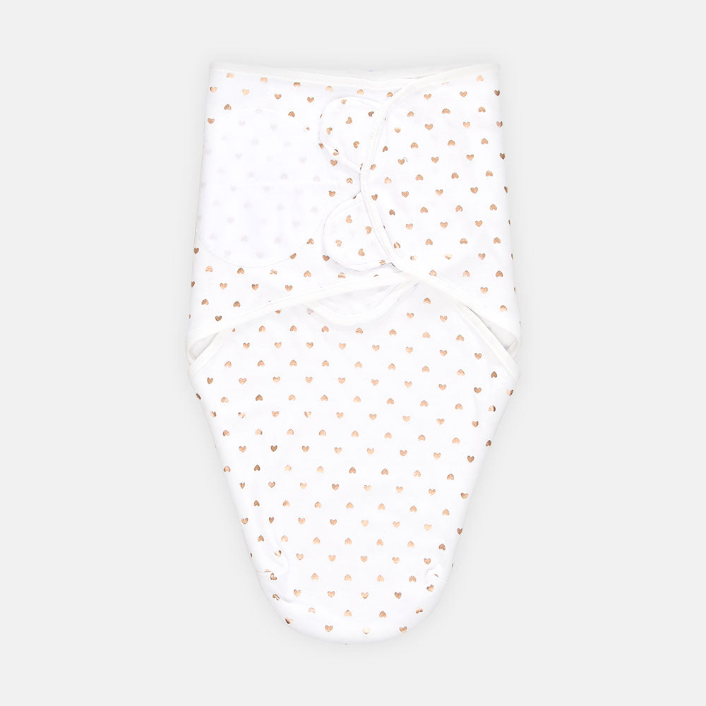 SWADDLE SHEET GOLDEN HEART WHITE