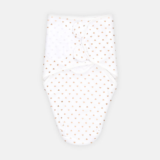 SWADDLE SHEET GOLDEN HEART WHITE