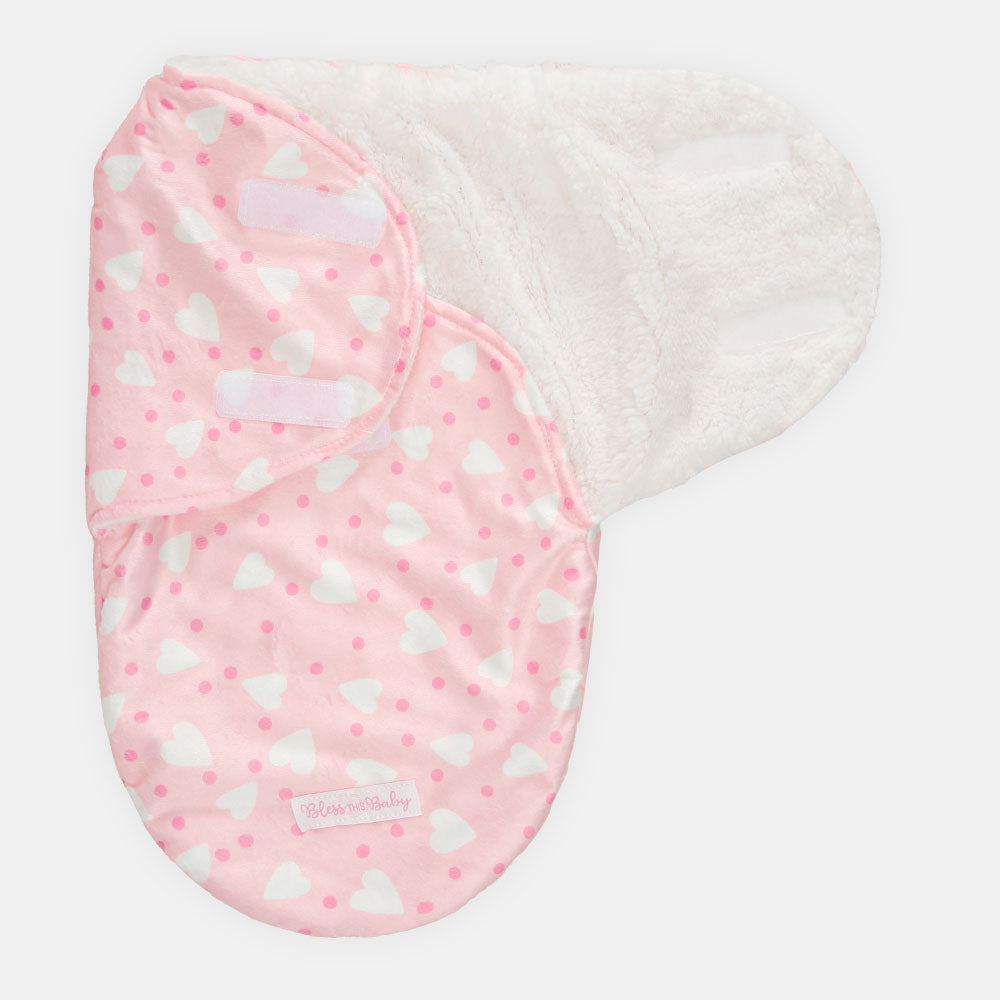 SWADDLE WRAPING SHEET SUPER SOFT PINK HEART PRINTED
