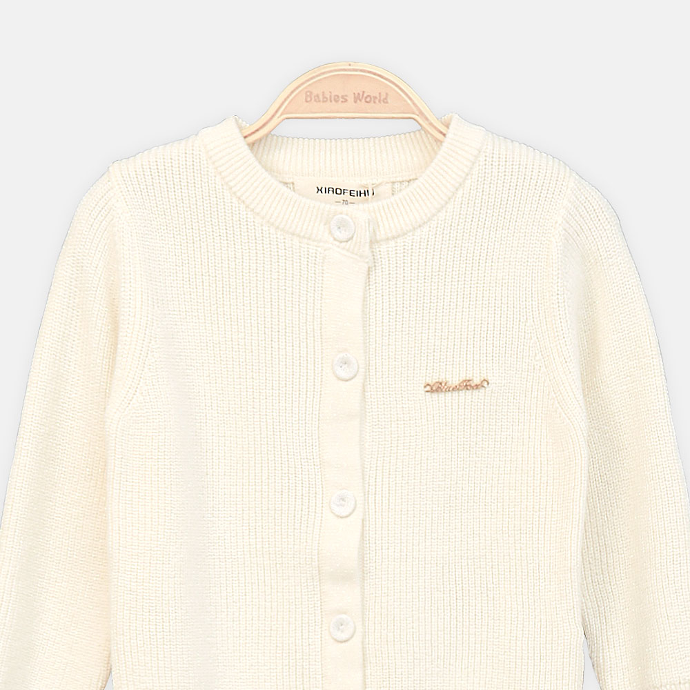 GIRL SWEATER PEARL PUFF CARDIGAN
