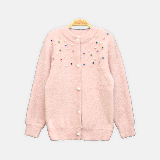 GIRL SWEATER DREAMY GLOW BUTTON-UP
