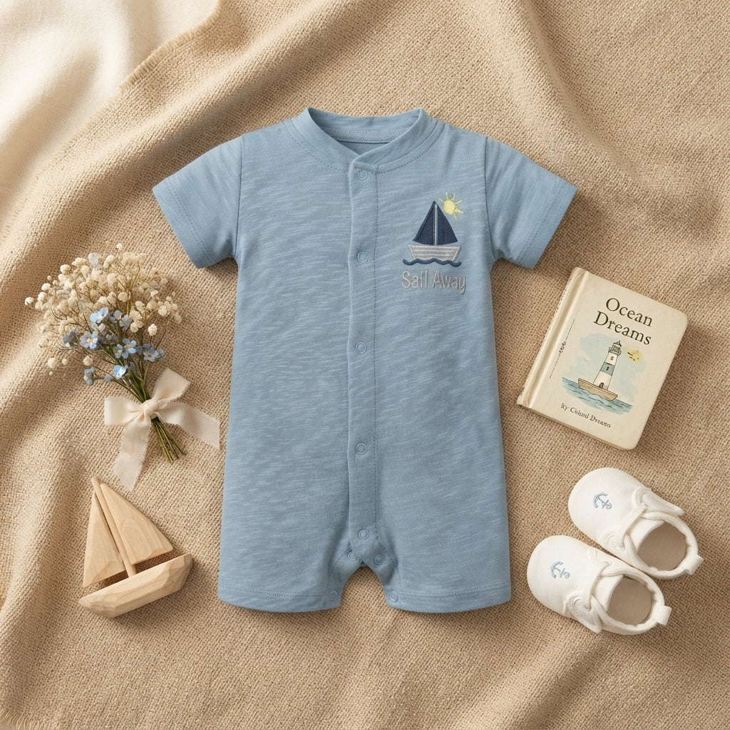 BABY BOY ROMPER BLUE BOAT