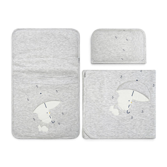 PREMIUM LIGHT GREY TEDDY BEAR SLEEPING SET