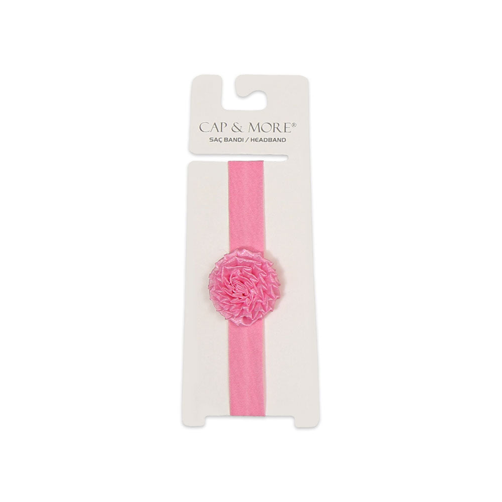 HAIR BAND ROSE PINK SATIN FLOWER