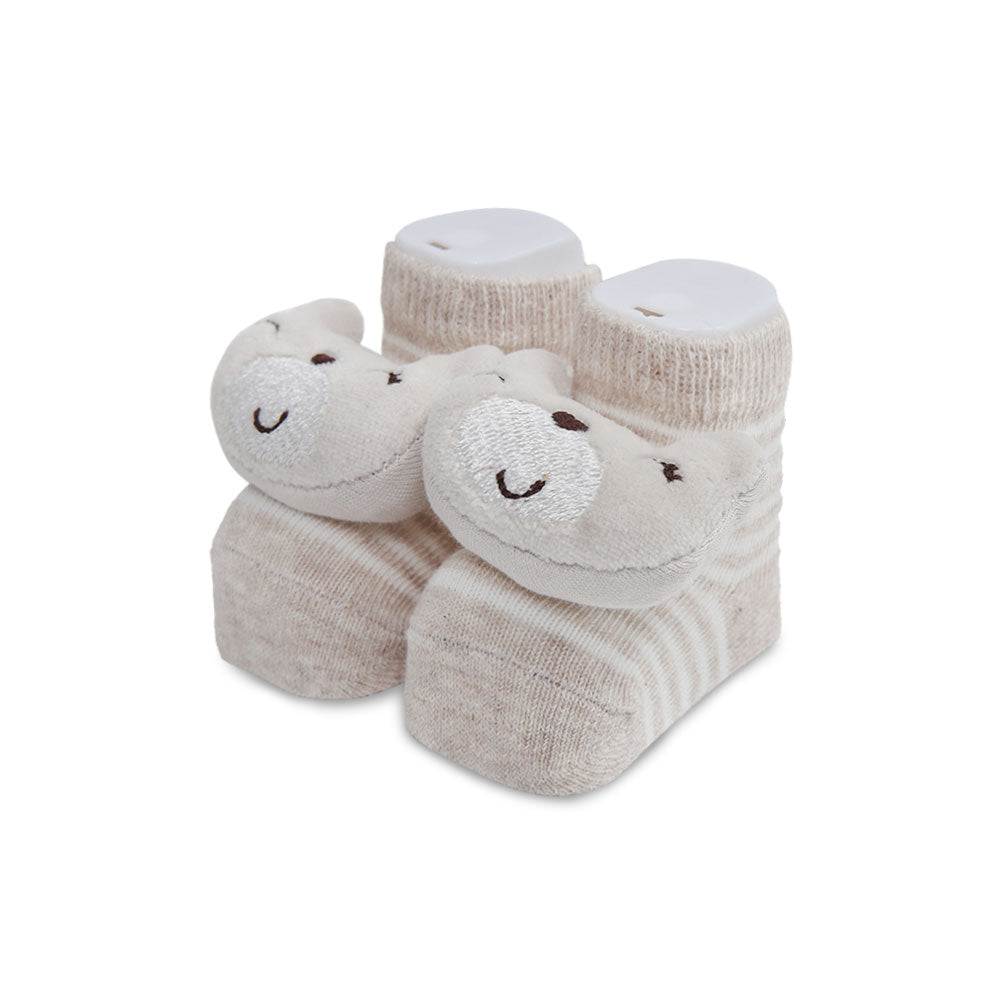 BOOTIES UNISEX BEIGE BEAR STRIPES