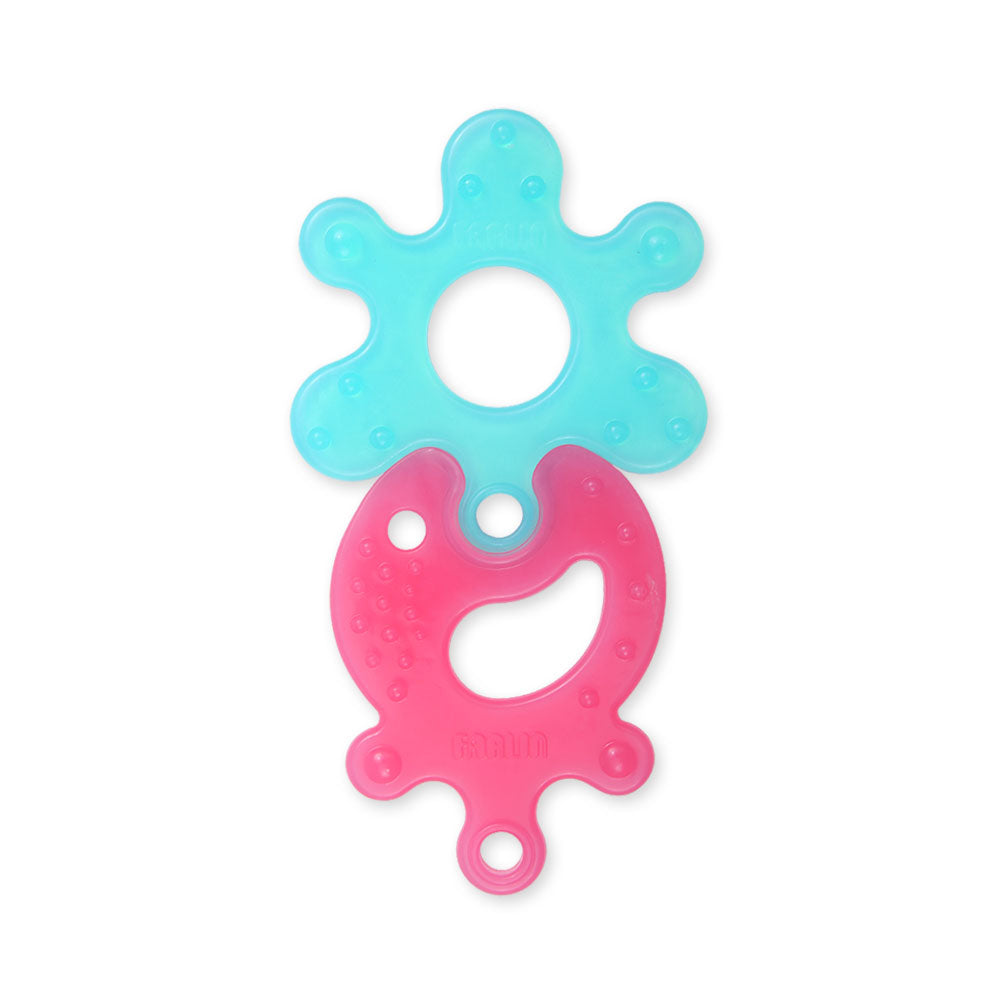 PUZZLE GUM SOOTHER - BLUE & PINK