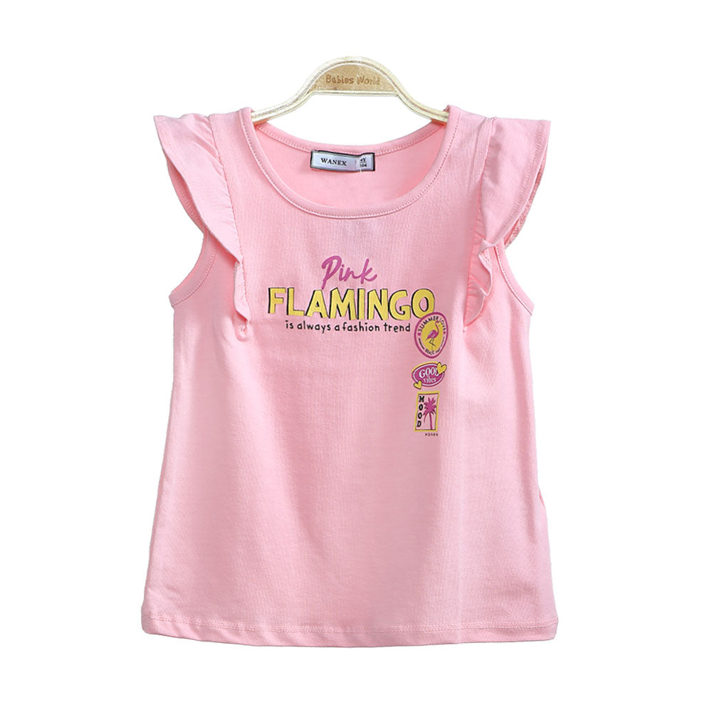 GIRL T-SHIRT PINK FLAMINGO