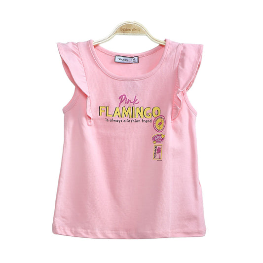 GIRL T-SHIRT PINK FLAMINGO