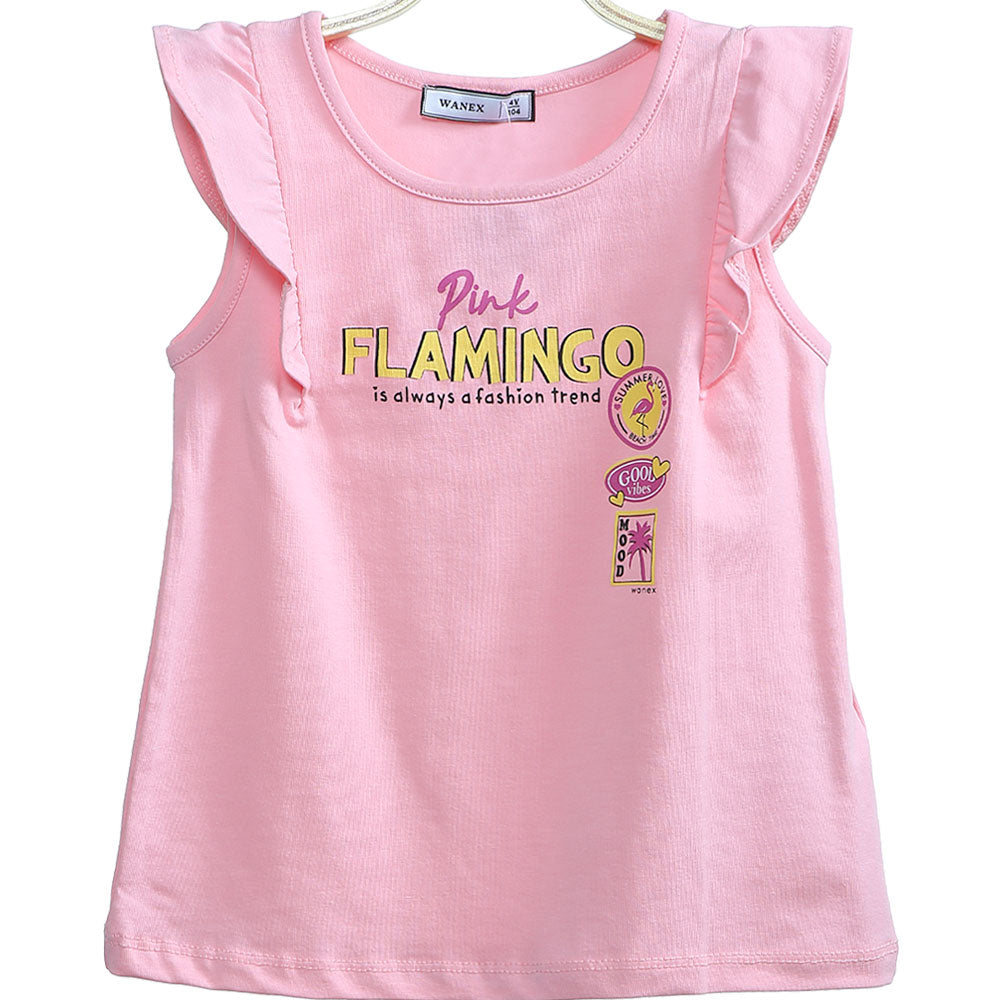 GIRL T-SHIRT PINK FLAMINGO