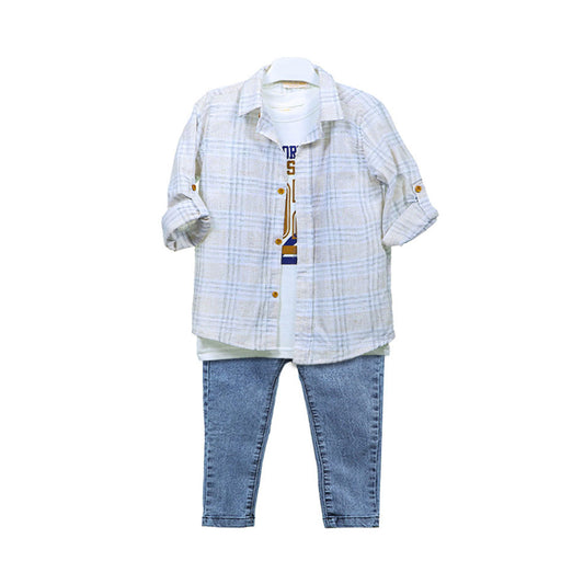 BOY SUIT CREAM CHECKERED