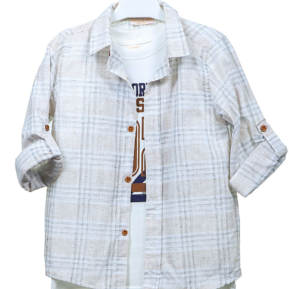 BOY SUIT CREAM CHECKERED