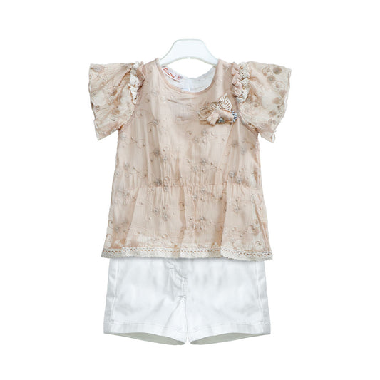 GIRL SUIT BEIGE FLORAL
