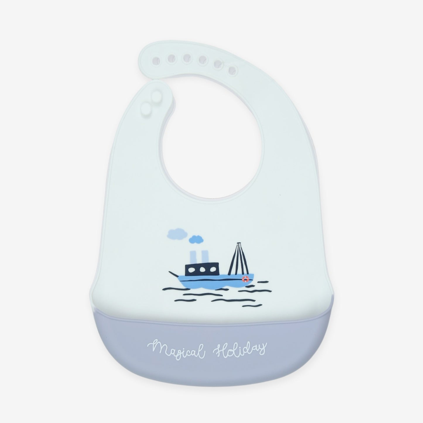 Grey Nautical Silicone Pocket Bib
