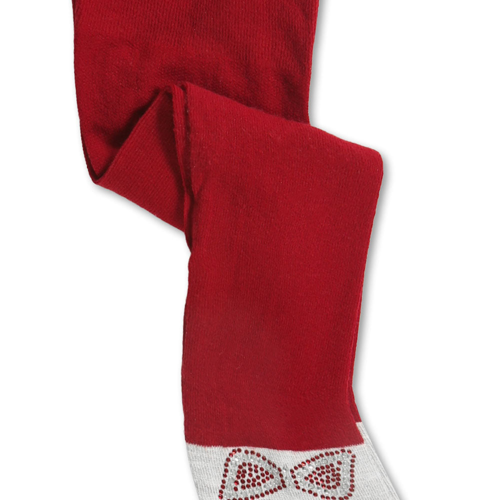 GIRL TIGHTS / LEGGINGS MAROON BOW SEQUINED