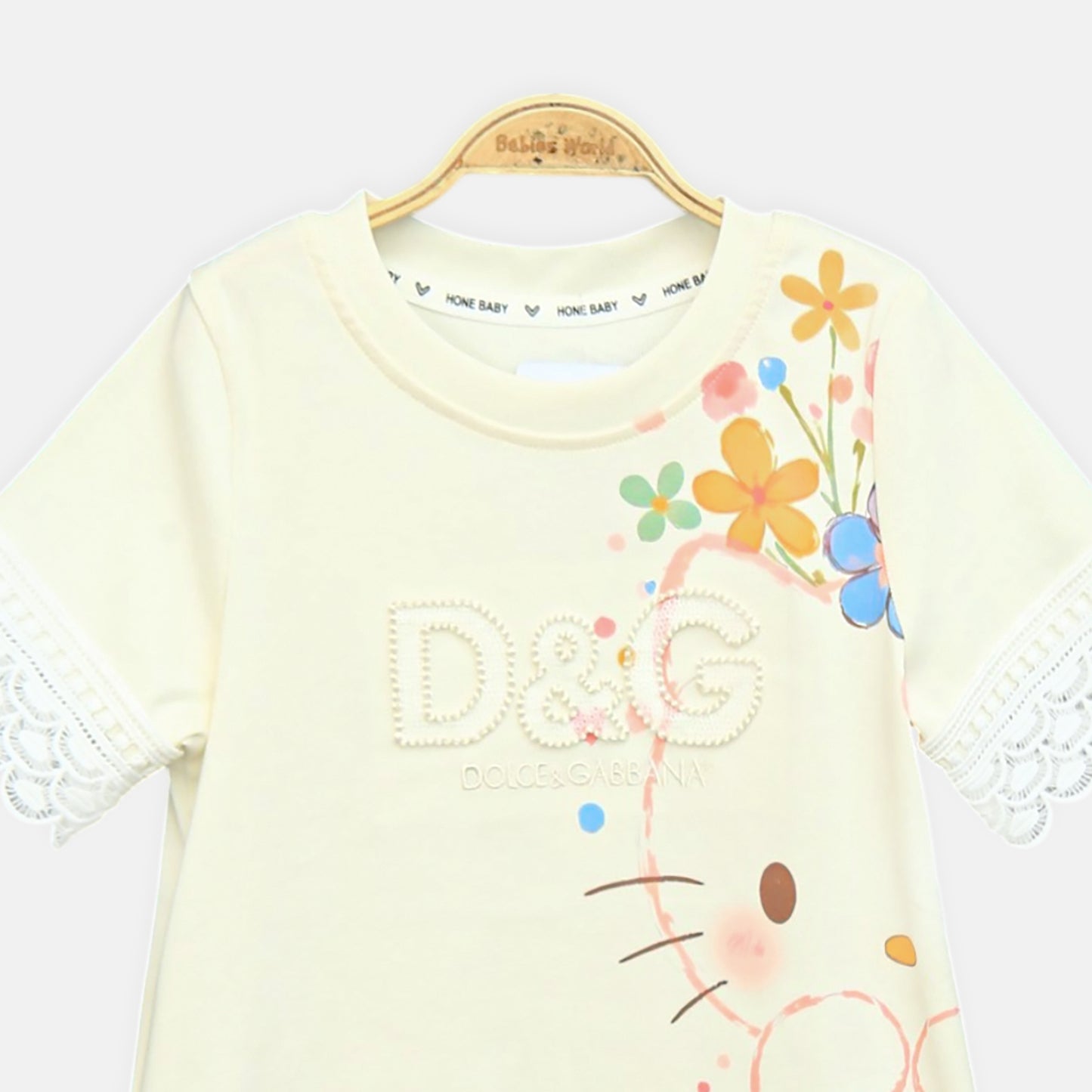 Hello Kitty Lace Sleeve Tee Ivory