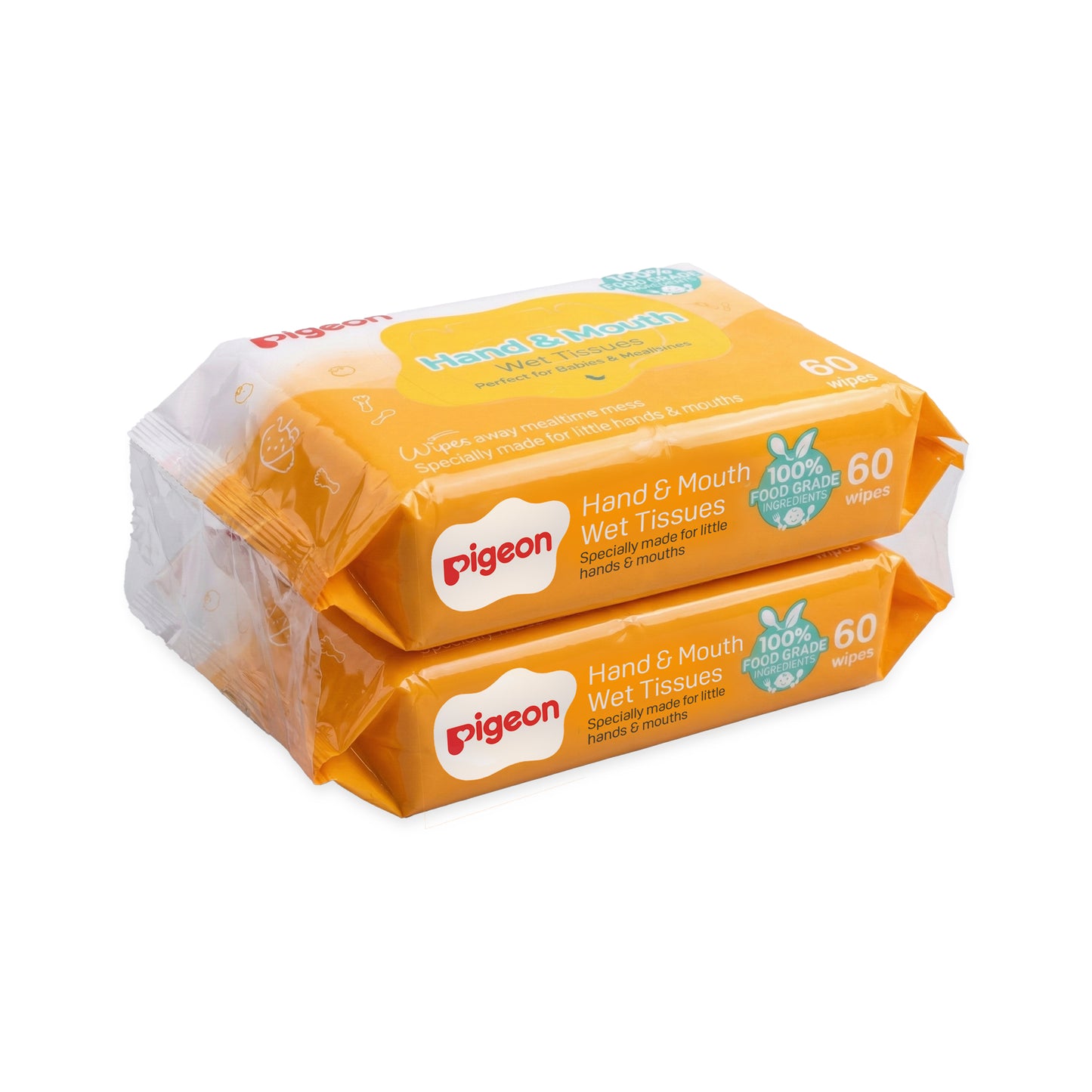 PIGEON HAND & MOUTH WET TISSUES 60 SHEETS 2IN1