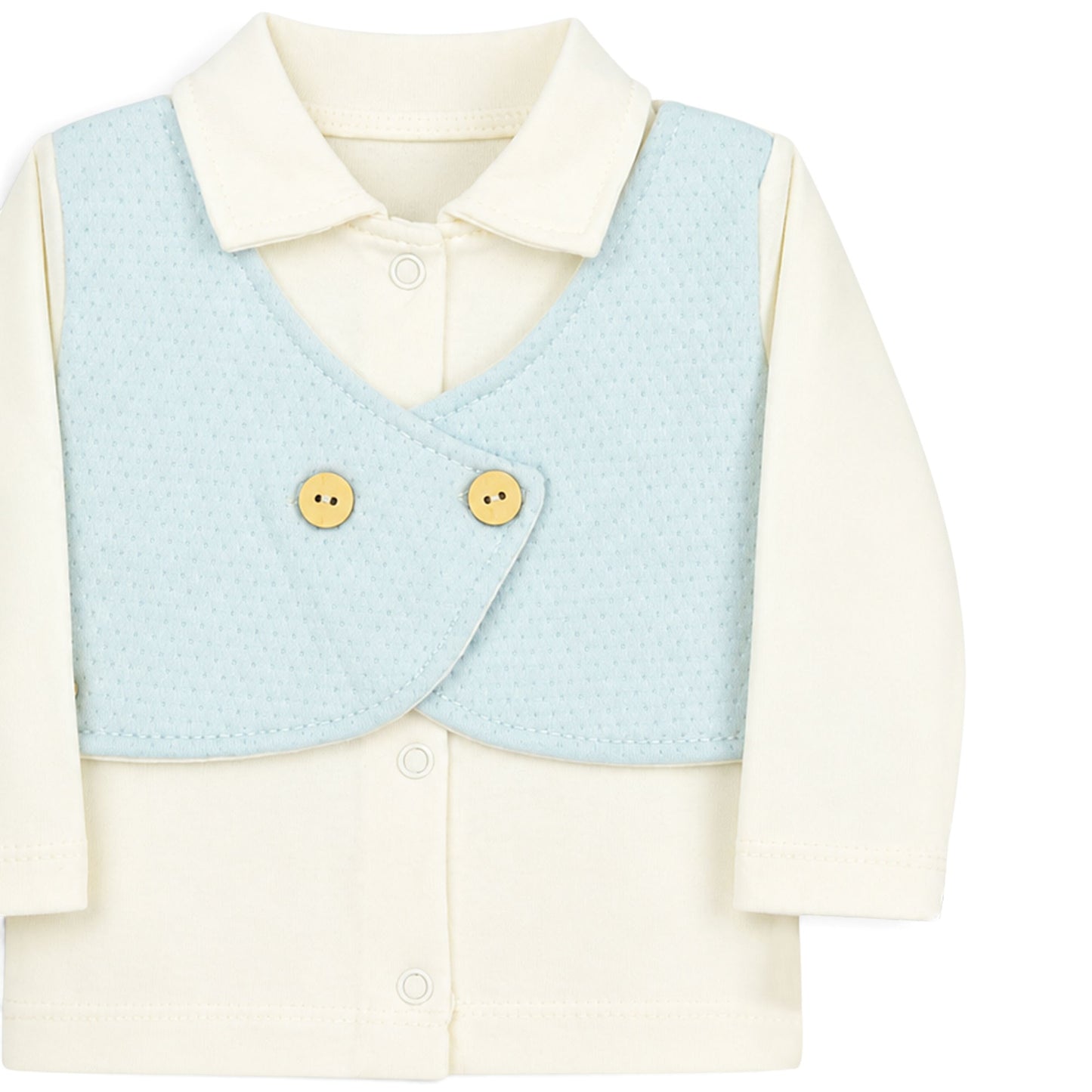 CREAM AND LIGHT BLUE VEST-STYLE GENTLEMAN BABY BOY GIFT SET