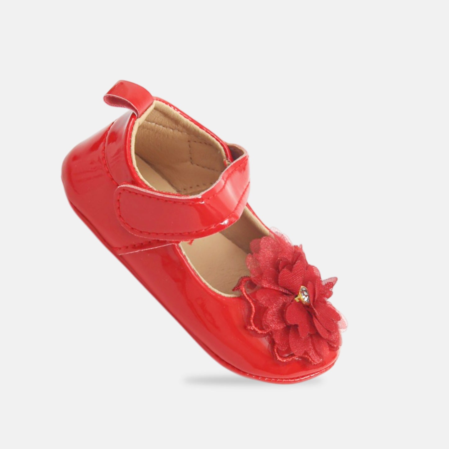 Red Glossy Floral Pre-Walker