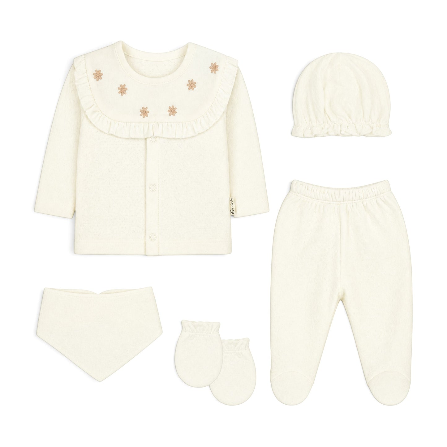 CREAM FLORAL TRIM BABY GIRL GIFT SET