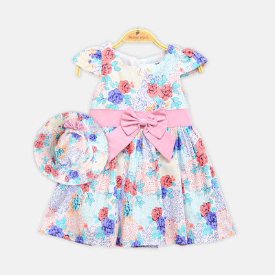 Pink Blossom Dress & Hat Set